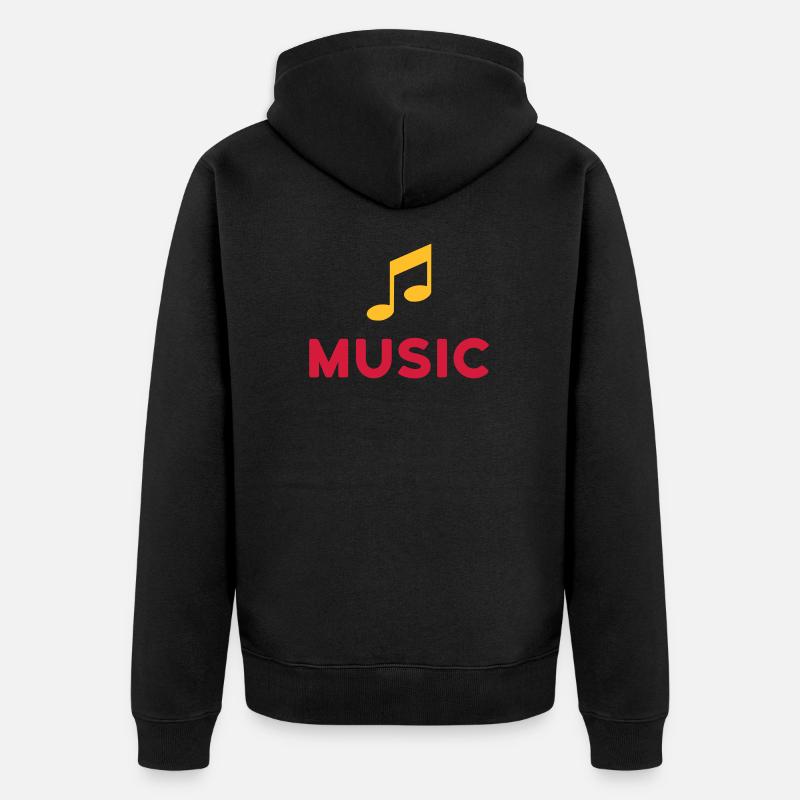 ★ Designfarben änderbar ★ Music (Note) - Unisex Premium Bio Zip Hoodie - Schwarz