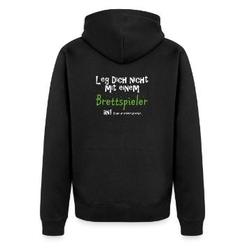 Nicht mit Brettspieler anlegen witzig Spruch - Unisex Premium Bio Zip Hoodie - Schwarz - Hinten - Nico (187cm)