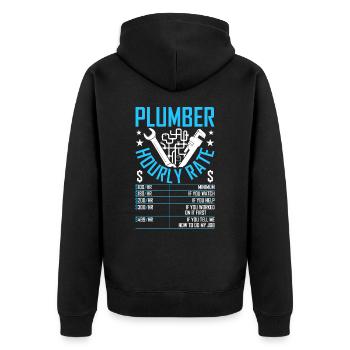 Plombier drôle taux horaire bricoleur plombier - Veste à capuche bio Premium Unisexe - noir - Dos - Nico (187cm)