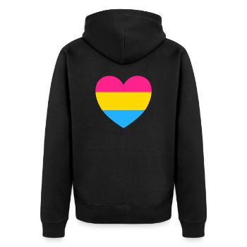 Pansexuelle Flagge Herz - Unisex Premium Bio Zip Hoodie - Schwarz - Hinten - Nico (187cm)