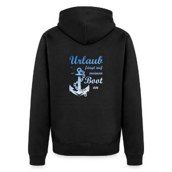 Urlaub fängt auf meinem Boot an Anker T-Shirt - Unisex Premium Bio Zip Hoodie - Schwarz - Hinten - Nico (187cm)