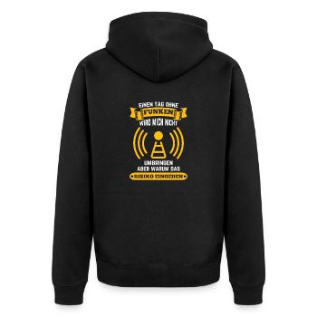 Amateurfunker ein Tag ohne funken wird mich nicht - Unisex Premium Bio Zip Hoodie - Schwarz - Hinten - Nico (187cm)