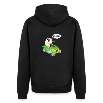 Lustiges Schaf T-Shirt Schaf Rasenmäher MÄH - Unisex Premium Bio Zip Hoodie - Schwarz - Hinten - Nico (187cm)