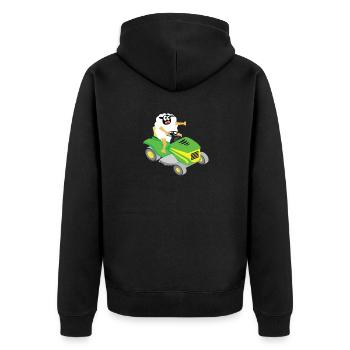 Lustiges Schaf T-Shirt Schaf Rasenmäher MÄH - Unisex Premium Bio Zip Hoodie - Schwarz - Hinten - Nico (187cm)