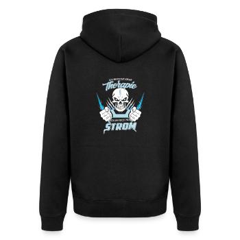 Ich brauche keine Therapie nur STROM Elektriker - Unisex Premium Bio Zip Hoodie - Schwarz - Hinten - Nico (187cm)