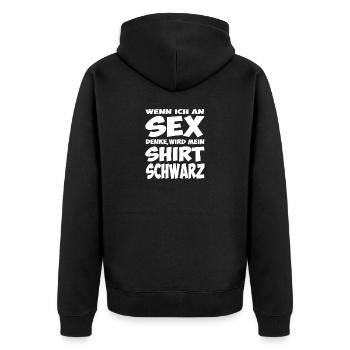 Lustige Shirt Sprüche Sex Sprüche - Unisex Premium Bio Zip Hoodie - Schwarz - Hinten - Nico (187cm)