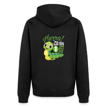 1 Geburtstag Kinder Raupe - Unisex Premium Bio Zip Hoodie - Schwarz - Hinten - Nico (187cm)