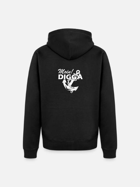 Moin Digga Anker - Unisex Premium Bio Zip Hoodie - Schwarz