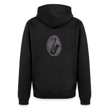 Saxofon Design - Unisex Premium Bio Zip Hoodie - Schwarz - Hinten - Nico (187cm)