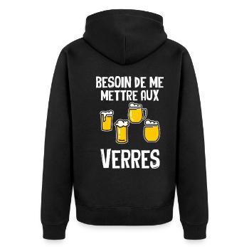 Besoin De Me Mettre Aux Verres - Veste à capuche bio Premium Unisexe - noir - Dos - Nico (187cm)