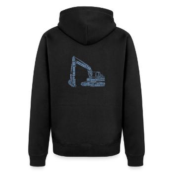 Bagger Baggerfahrer aus Worten Baggerfahrer - Unisex Premium Bio Zip Hoodie - Schwarz - Hinten - Nico (187cm)