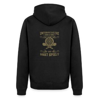 Dartspieler alter Mann - Unisex Premium Bio Zip Hoodie - Schwarz - Hinten - Nico (187cm)