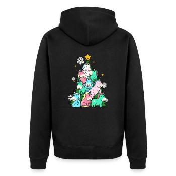 Einhorn-Tanne - Unisex Premium Bio Zip Hoodie - Schwarz - Hinten - Nico (187cm)