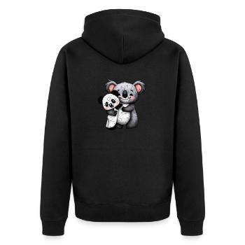 Mignon Koala Bear et Panda Bear Squeeze Grunge - Veste à capuche bio Premium Unisexe - noir - Dos - Nico (187cm)