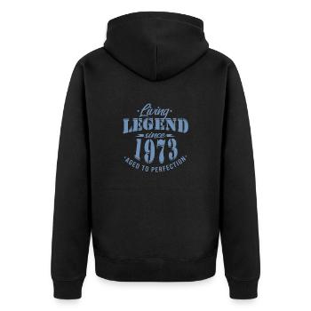 jahrgang 1973 Geburtstag Lebende Legende - Unisex Premium Bio Zip Hoodie - Schwarz - Hinten - Nico (187cm)