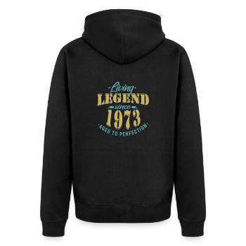 jahrgang 1973 Geburtstag Lebende Legende - Unisex Premium Bio Zip Hoodie - Schwarz - Hinten - Nico (187cm)