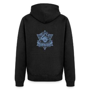 Schreiner Spruch - Selbst der Teufel auf meiner - Unisex Premium Bio Zip Hoodie - Schwarz - Hinten - Nico (187cm)