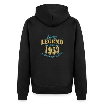 Living legend since 1953 Sayings - Unisex Premium Organic Zip Hoodie - black - Back - Nico (187cm)