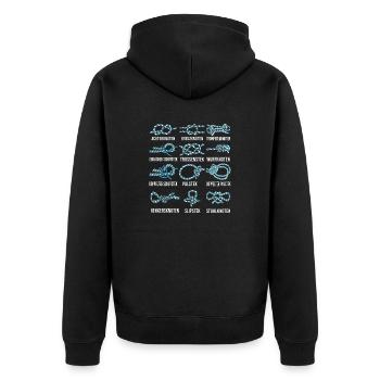 Seemannsknoten zum Segeln und Motorboot fahren - Unisex Premium Bio Zip Hoodie - Schwarz - Hinten - Nico (187cm)