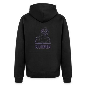 Leseratte Silhouette - Für Bücherwürmer und - Unisex Premium Bio Zip Hoodie - Schwarz - Hinten - Nico (187cm)