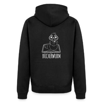 Leseratte Silhouette - Für Bücherwürmer und - Unisex Premium Bio Zip Hoodie - Schwarz - Hinten - Nico (187cm)