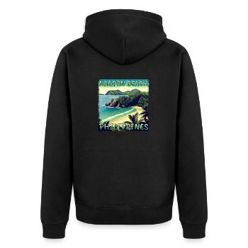 Summer Holidays Nagpan Beach: Grunge Sunshine - Unisex Premium Organic Zip Hoodie - black - Back - Nico (187cm)