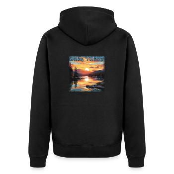 Grunge Sunset: Vacation at Lake Tahoe, - Unisex Premium Organic Zip Hoodie - black - Back - Nico (187cm)