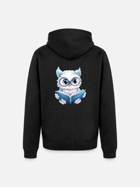 Læsning af sneugle: Det perfekte design til bøger - Premium økologisk unisex-hættejakke - sort