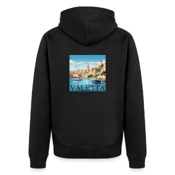 Malte Valletta Port Straight Cut Design - Veste à capuche bio Premium Unisexe - noir - Dos - Nico (187cm)