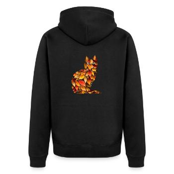 Chat d’automne à partir de feuilles panachées - Veste à capuche bio Premium Unisexe - noir - Dos - Nico (187cm)