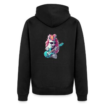 Punk-Einhorn-Gitarrist - Unisex Premium Bio Zip Hoodie - Schwarz - Hinten - Nico (187cm)