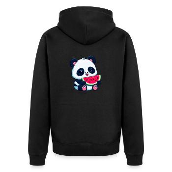 Un panda mignon mange de la pastèque - Veste à capuche bio Premium Unisexe - noir - Dos - Nico (187cm)
