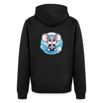 Maus Engel Flügel - Unisex Premium Bio Zip Hoodie - Schwarz - Hinten - Nico (187cm)
