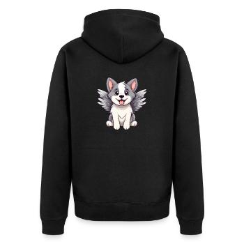 Cute Angel Husky Comic - Unisex Premium Organic Zip Hoodie - black - Back - Nico (187cm)