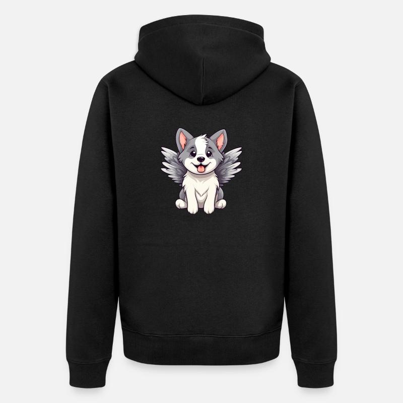 Süßer Engel Husky Comic - Unisex Premium Bio Zip Hoodie - Schwarz