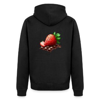 Sweet seduction: strawberry meets chocolate - Unisex Premium Organic Zip Hoodie - black - Back - Nico (187cm)