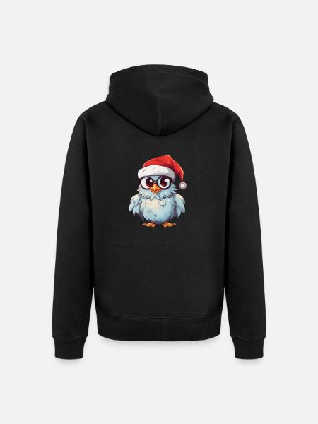 White Christmas Owl: Festive Elegance - Unisex Premium Organic Zip Hoodie - black