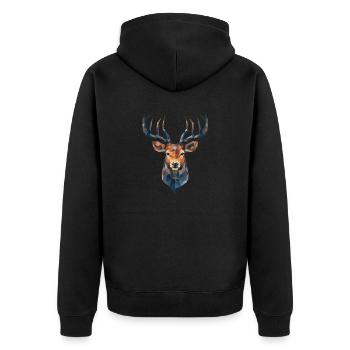 Polygon Art: Noble Antlers in a Modern Style - Unisex Premium Organic Zip Hoodie - black - Back - Nico (187cm)