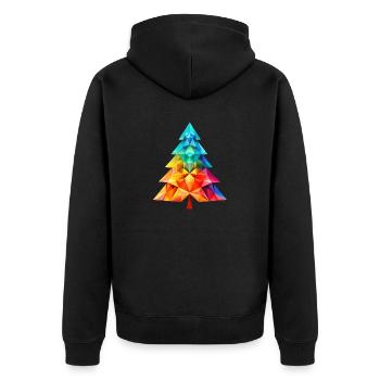 Magie polyvalente : Arbre de Noël polygonal coloré - Veste à capuche bio Premium Unisexe - noir - Dos - Nico (187cm)
