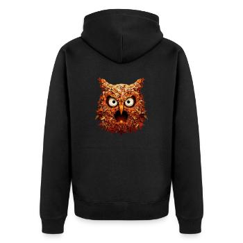 Nuit d’automne effrayante : hibou, feuillage et Halloween - Veste à capuche bio Premium Unisexe - noir - Dos - Nico (187cm)