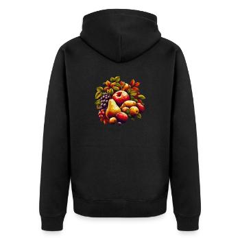 Herbstmosaik: Polygonale Apfel, Birne, Kartoffel & - Unisex Premium Bio Zip Hoodie - Schwarz - Hinten - Nico (187cm)