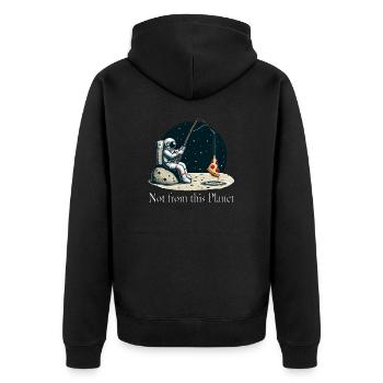 Astronaut Pizza Fishing in Space - Unisex Premium Organic Zip Hoodie - black - Back - Nico (187cm)