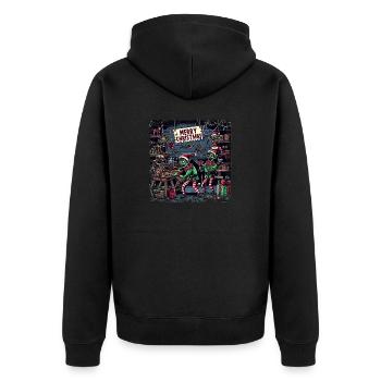 Christmas Zombie Gnome Imp Factory - Unisex Premium Organic Zip Hoodie - black - Back - Nico (187cm)