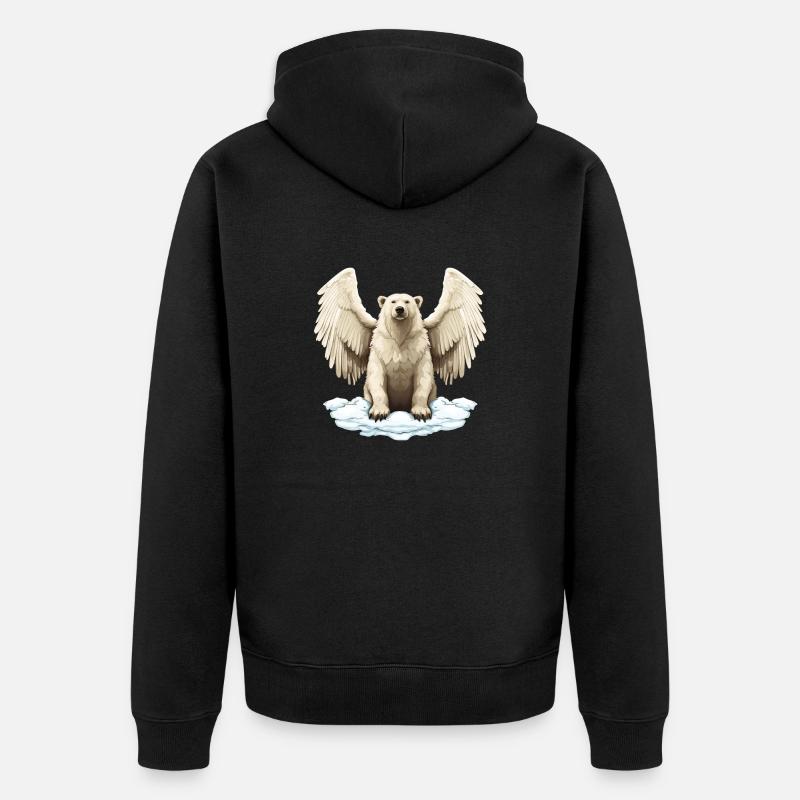 Ours polaire Angel Wing : une synthèse céleste - Veste à capuche bio Premium Unisexe - noir