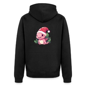 Weihnachts-Axolotl Mistelzweig - Unisex Premium Bio Zip Hoodie - Schwarz - Hinten - Nico (187cm)