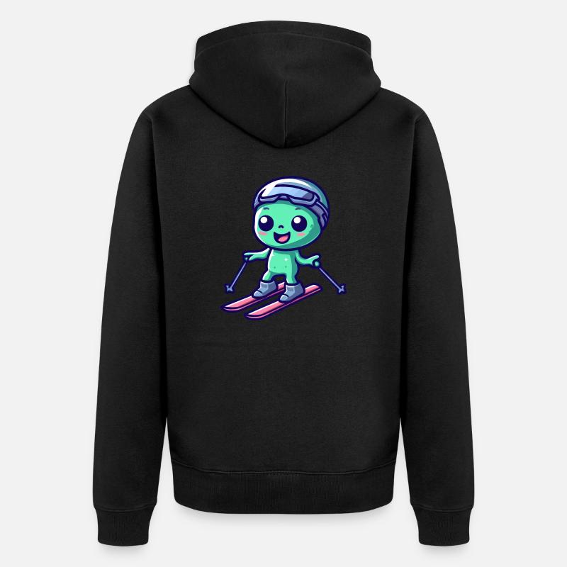 Extraterrestre Vert Ski Alien - Veste à capuche bio Premium Unisexe - noir