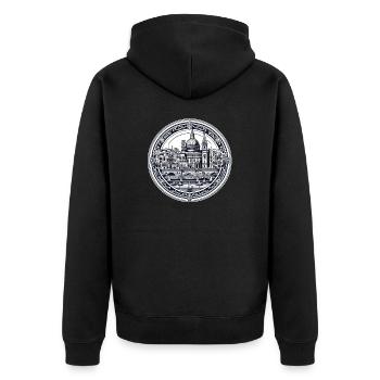 Historisches Valletta: Hafenansicht und - Unisex Premium Bio Zip Hoodie - Schwarz - Hinten - Nico (187cm)