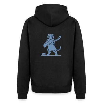 Tiger Eishockey Eishockeyspieler Silhouette - Unisex Premium Bio Zip Hoodie - Schwarz - Hinten - Nico (187cm)