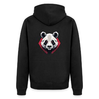 Polygonales Panda Portrait mit Roten Augen - Unisex Premium Bio Zip Hoodie - Schwarz - Hinten - Nico (187cm)