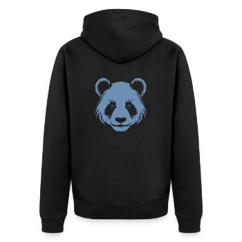 Panda Silhouette Kopf Portrait - Unisex Premium Bio Zip Hoodie - Schwarz - Hinten - Nico (187cm)
